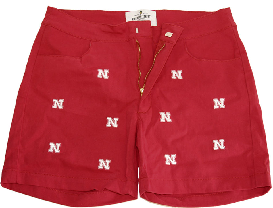 Husker Logo Embroidered Short Red