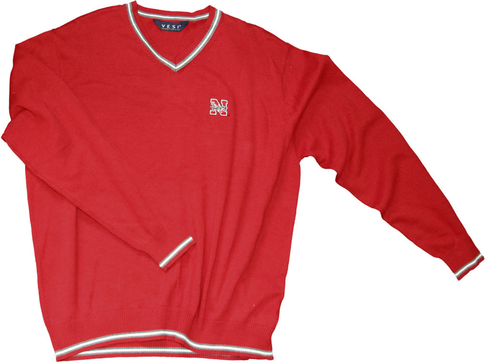 RED V NECK SWEATER