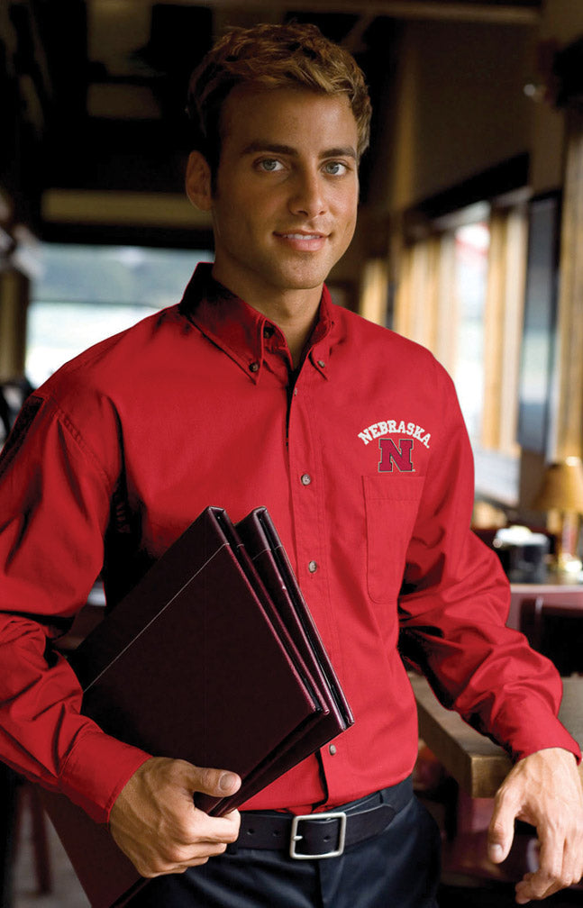 RED WOVEN DRESS SHIRT TALL