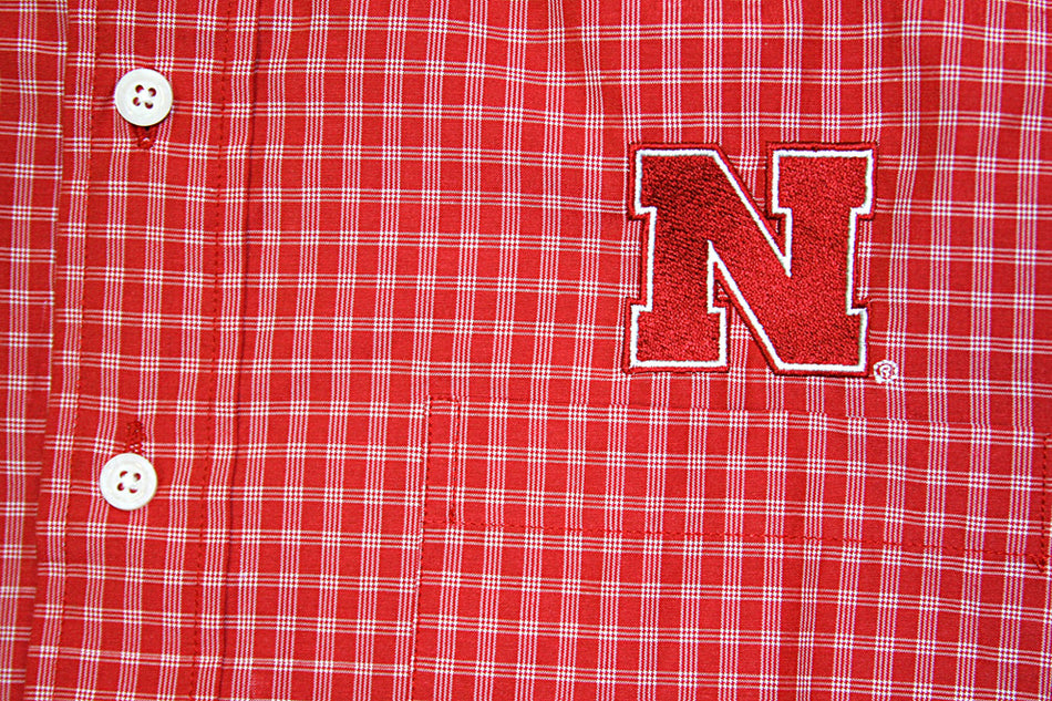 RED MINI PLAID DRESS SHIRT WR