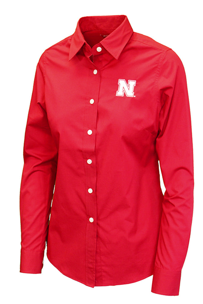 Husker Gals Long Sleeve Button Up Dress Shirt