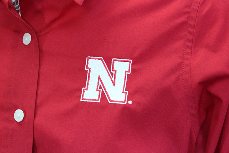 Husker Gals Long Sleeve Button Up Dress Shirt