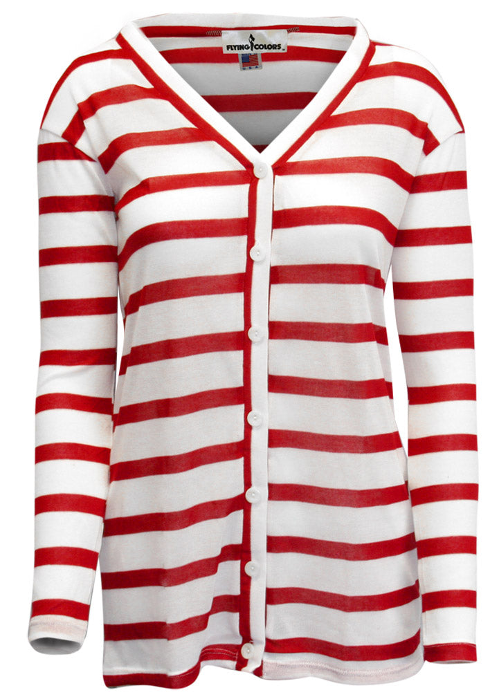 Red N White Stripe Comfy Cardigan