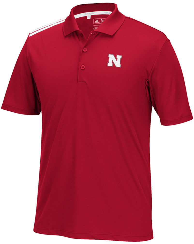 Adidas Go Big Red 3 Stripe Golf Shirt