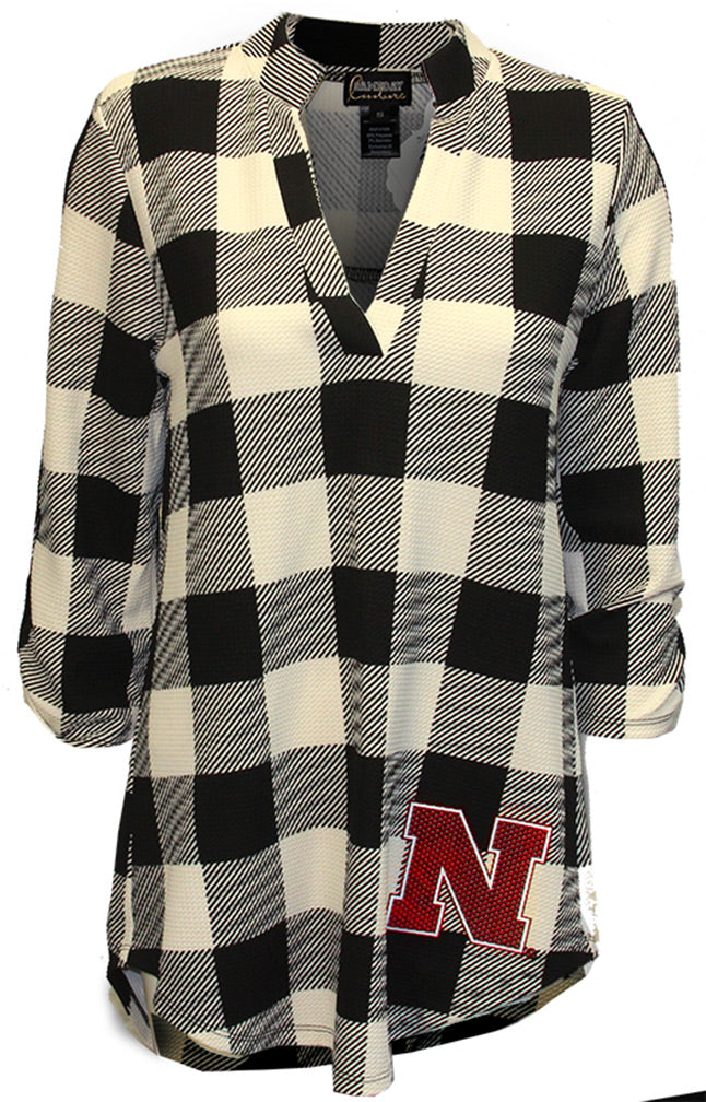 Nebraska N Buffalo Checkered Top