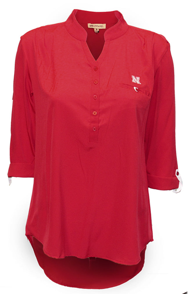 Nebraska Button Tunic Top - Red