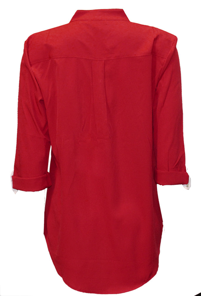 Nebraska Button Tunic Top - Red