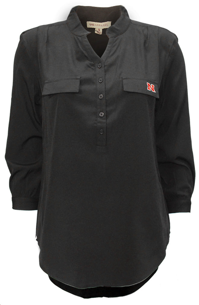Nebraska Button Tunic Top - Black