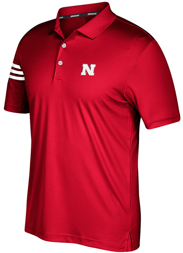 Adidas Go Big Red 3 Stripe Golf Polo
