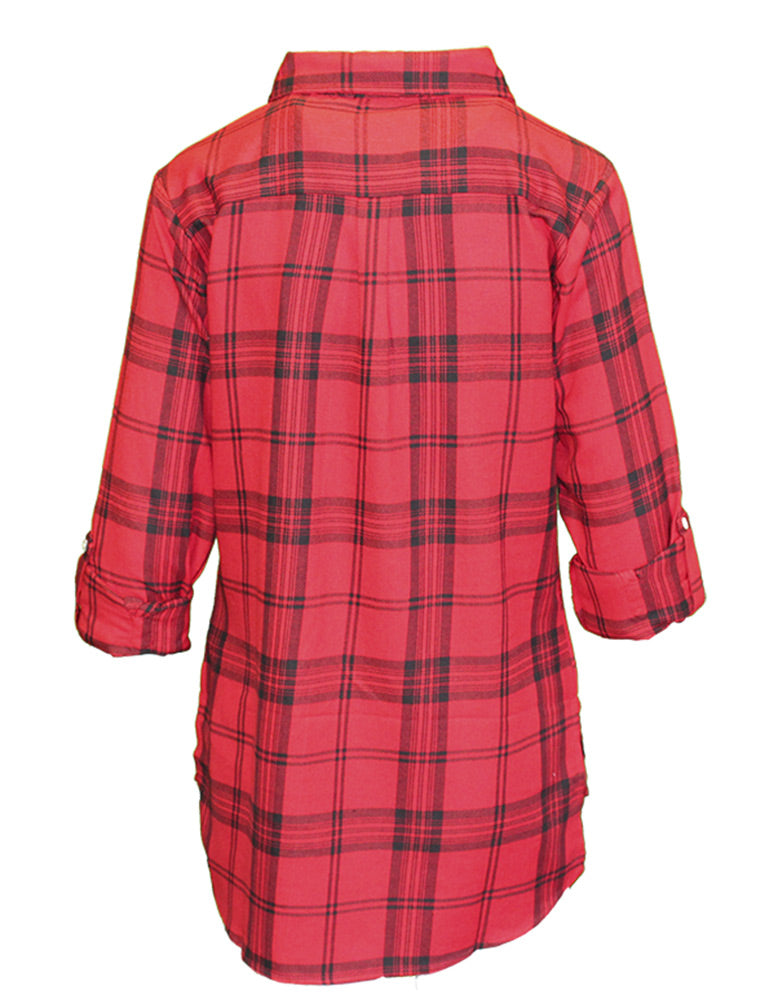 Boyfriend Plaid Black N Red Button Up