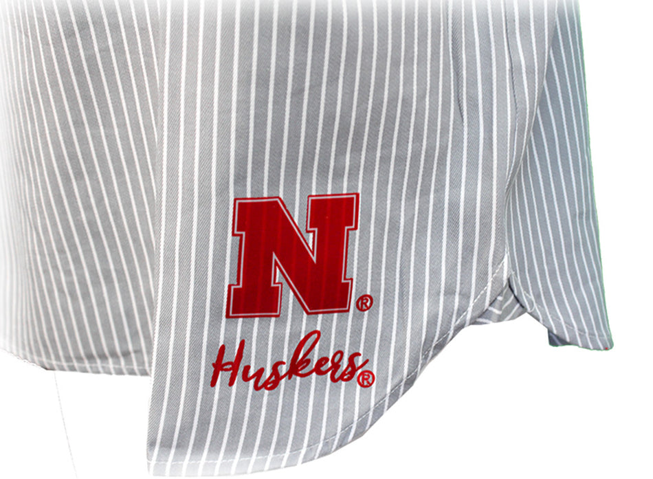 Husker Shimmer N Pinstripe Off Shoulder Top