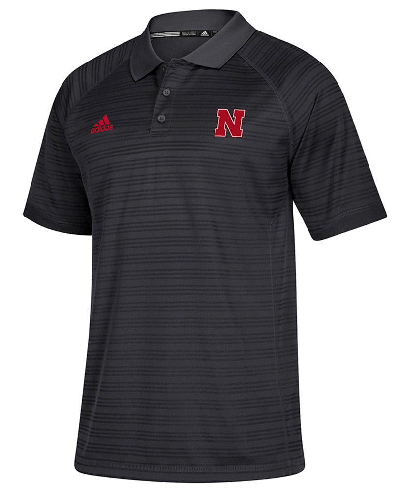 Adidas Huskers 3 Stripe Tonal Polo - Black