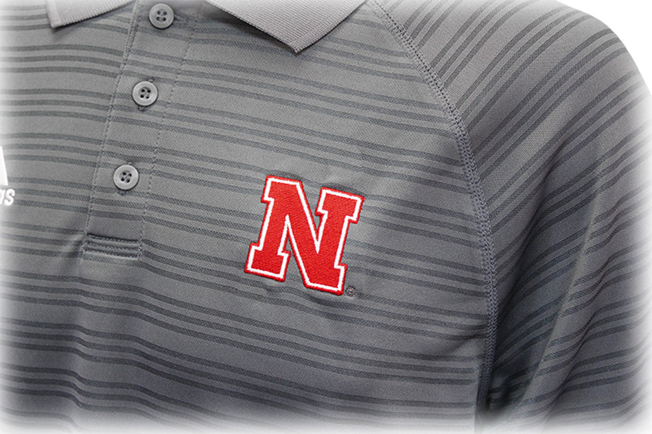 Adidas Huskers 3 Stripe Tonal Polo - Iron