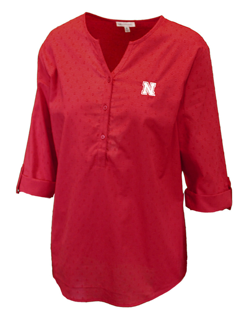 Nebraska Ladies Dot Tunic Roll Top - Red