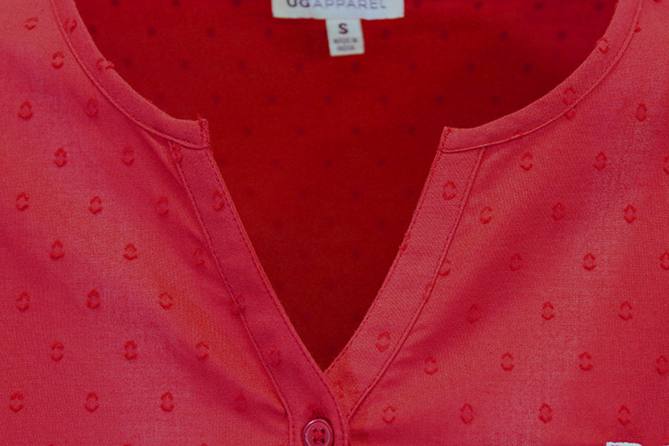 Nebraska Ladies Dot Tunic Roll Top - Red