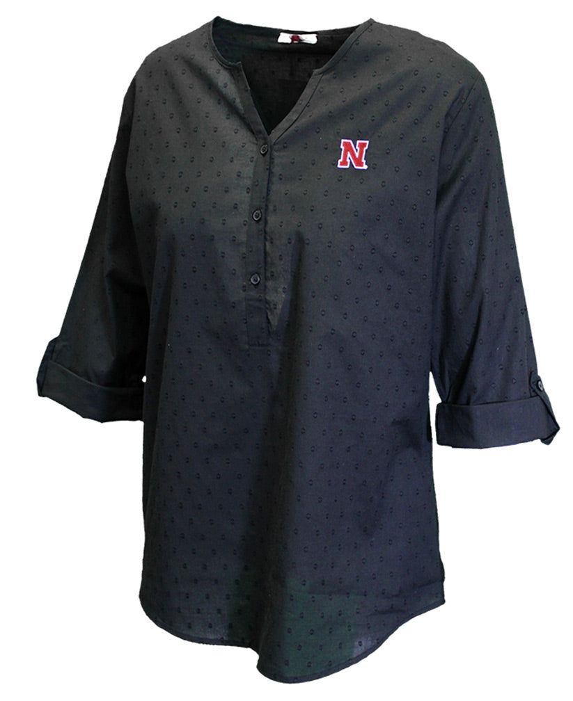 Nebraska Ladies Dot Tunic Roll Top - Black