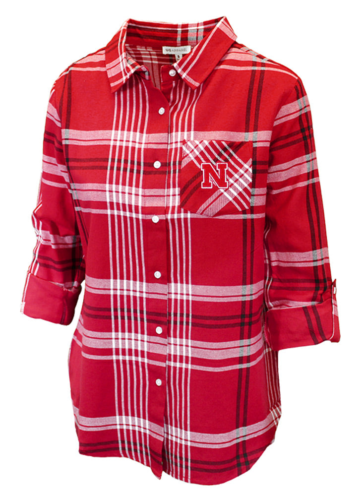 Nebraska Gals Boyfriend Plaid Pocket Flannel