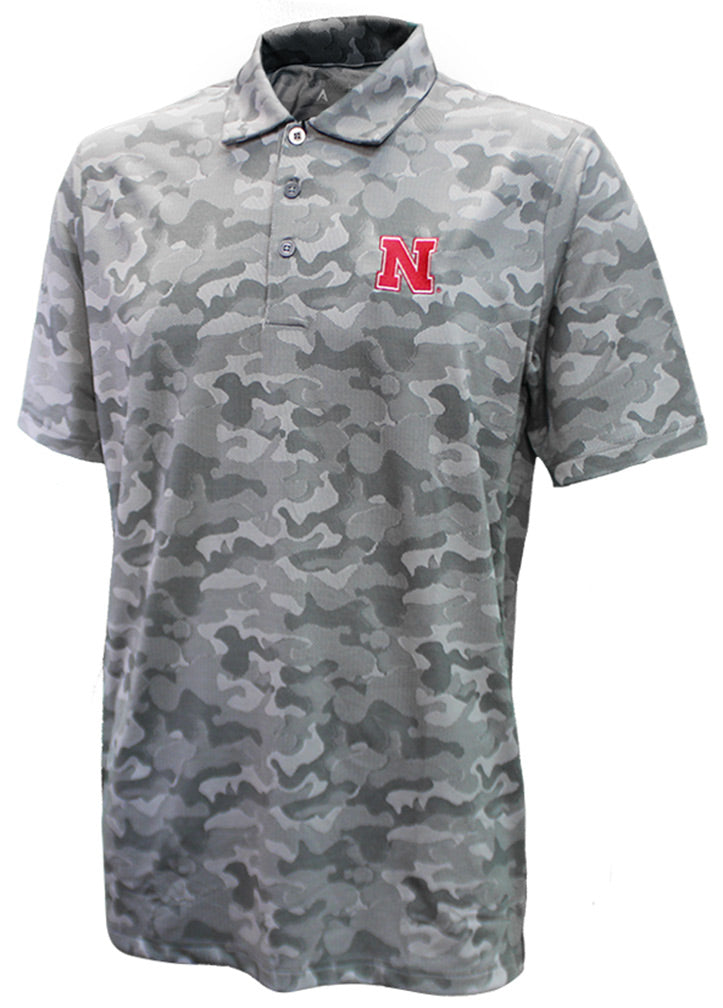 Antigua Nebraska Three Button Camo Polo