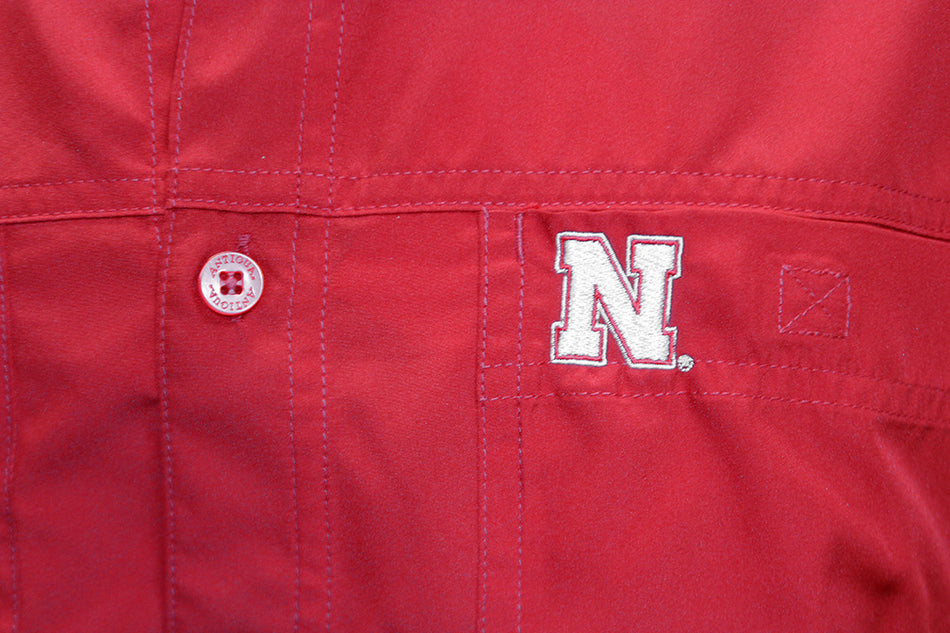 Antigua Nebraska Full Button Camp Shirt