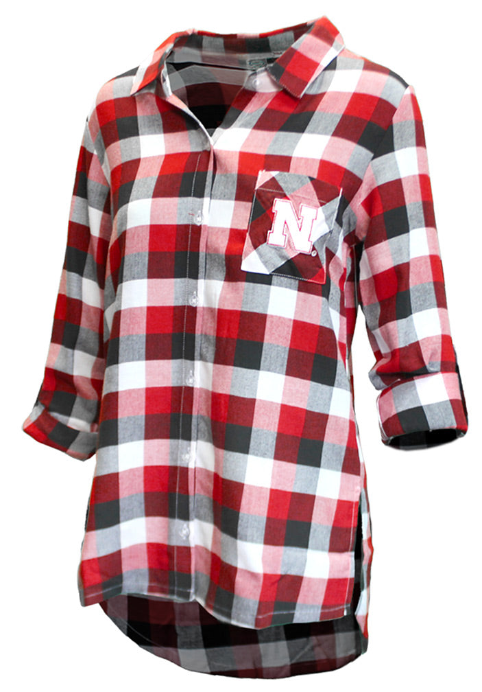 Womens Nebraska Button Up Flannel