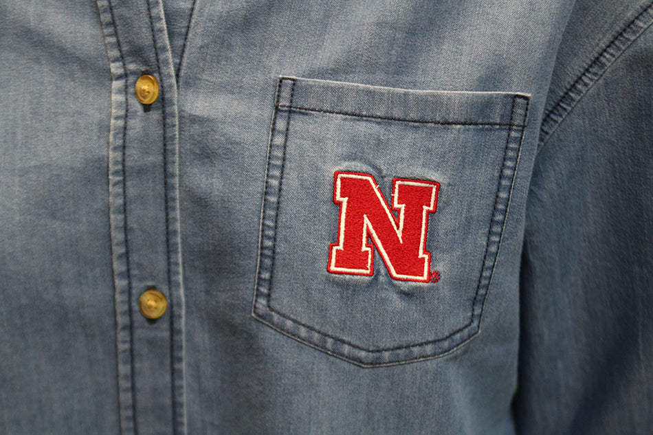 Ladies Nebraska Denim Button Up