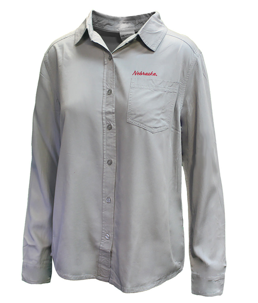 Womens Smoke Nebraska Utility Button Up
