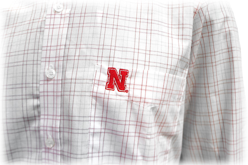 Nebraska Plaid Button LS Antigua