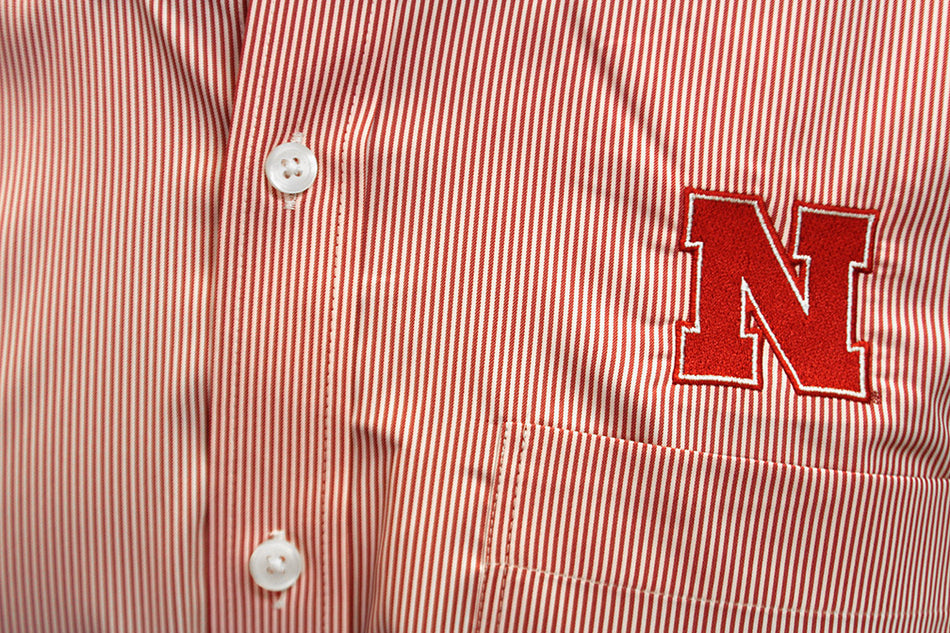Nebraska Pinstripe Cutter & Buck Dress Shirt