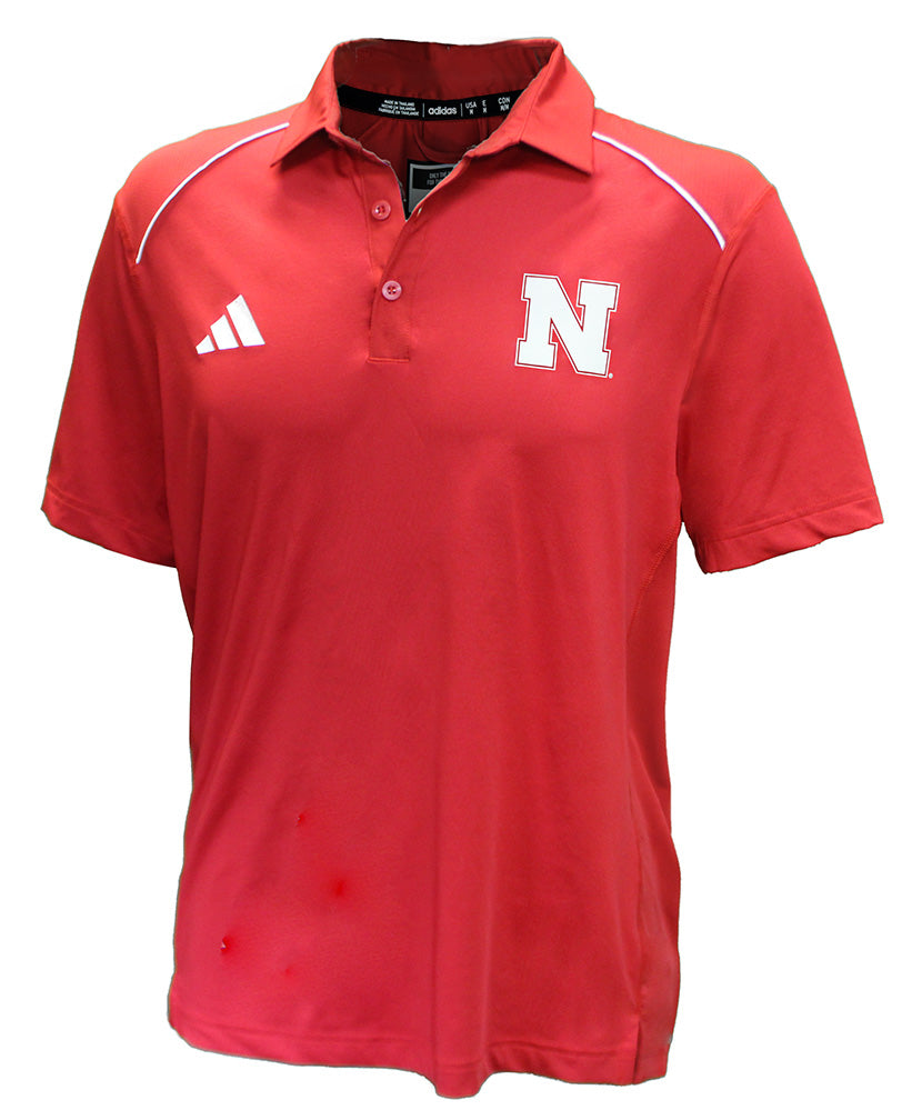 Adidas 2023 Official Huskers Coaches Sideline "Pipeline" Polo - Red