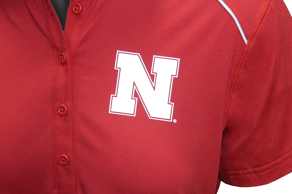 Adidas Womens Nebraska Classic Sideline Polo - Red
