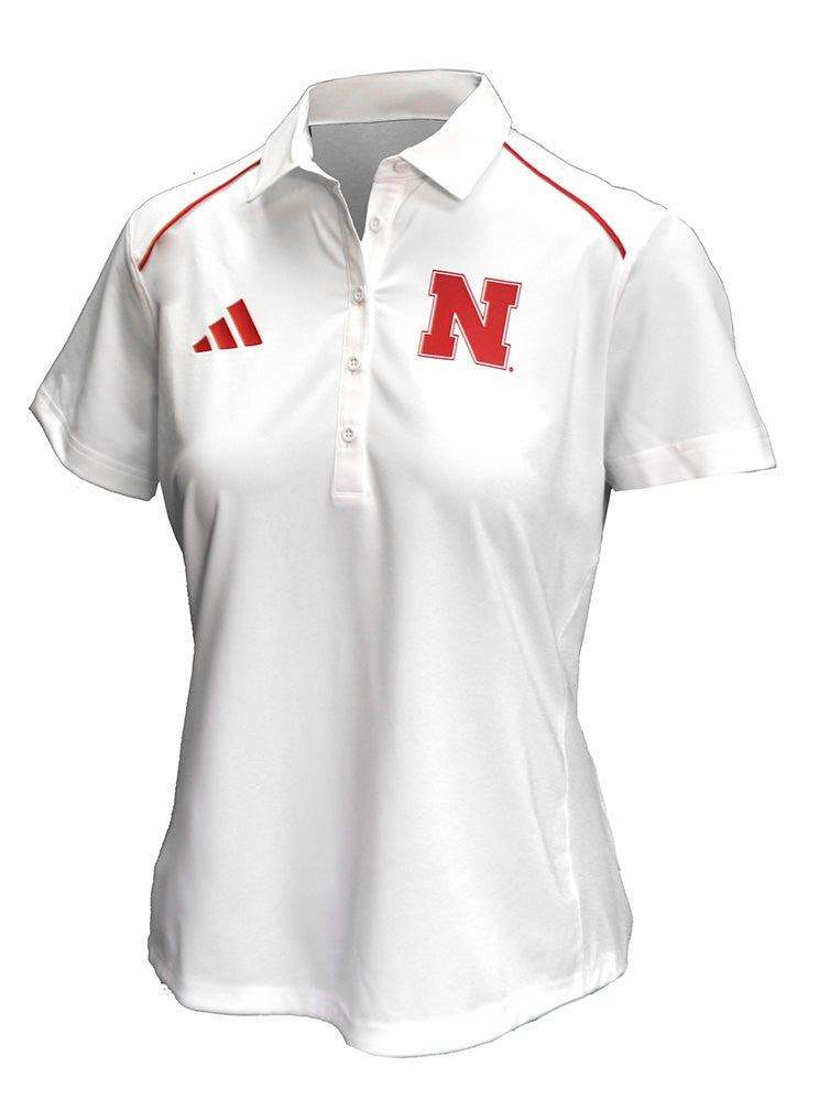 Adidas Womens Nebraska Classic Sideline Polo - White