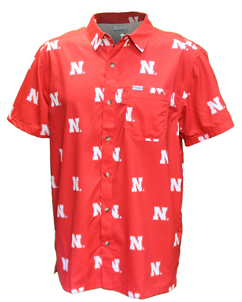 Nebraska Iron N Slack Tide Columbia Button Up