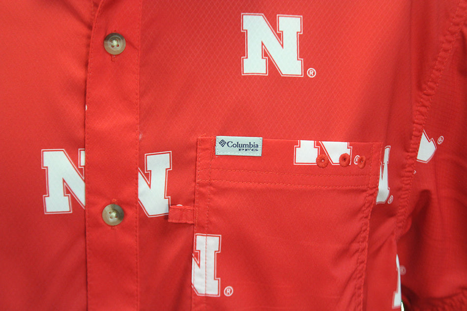 Nebraska Iron N Slack Tide Columbia Button Up