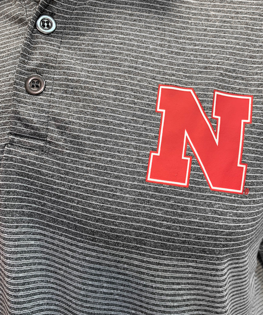 Nebraska Pro Day Striped Mesh Polo