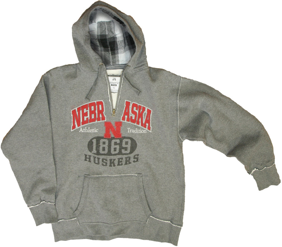 VINTAGE GREY 1/4 ZIP HOODY