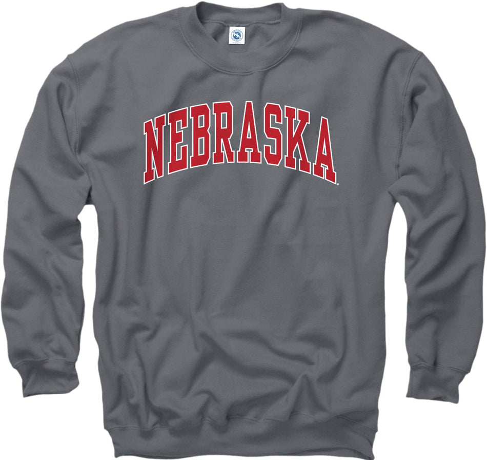 CHARCOAL 'NEBR' CREW SWEATSHRT