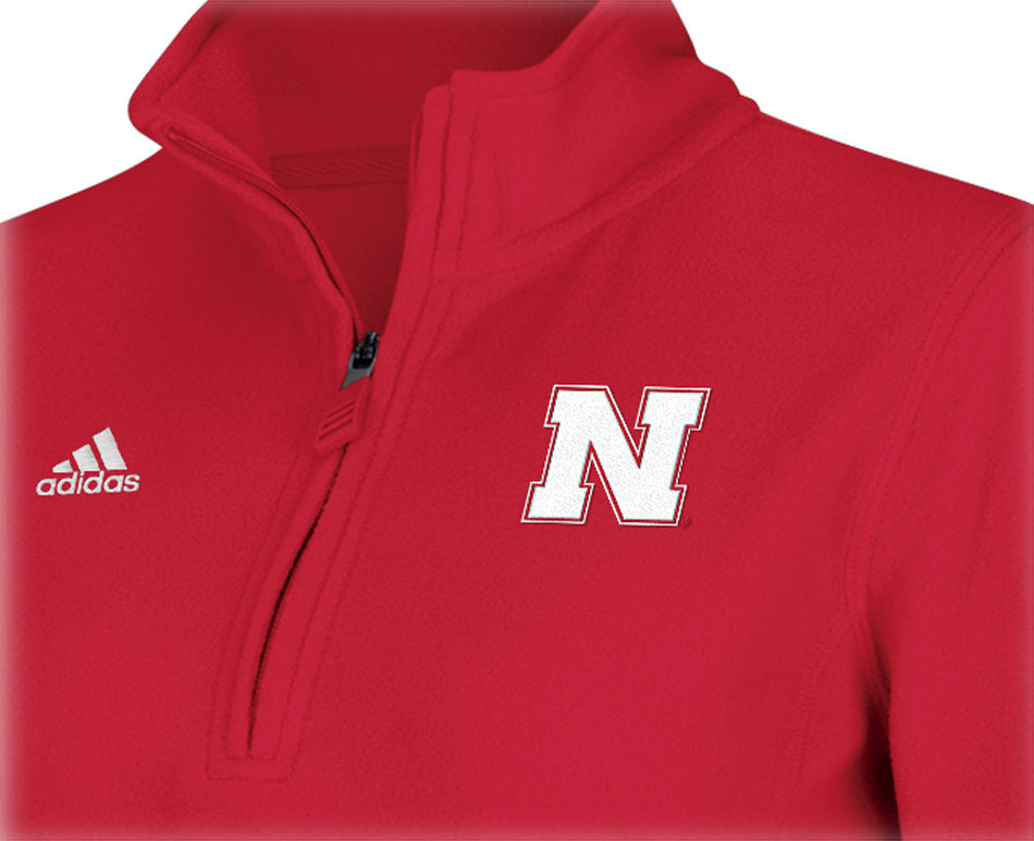 Adidas Womens Red 1/4 Zip Pull Over Fleece