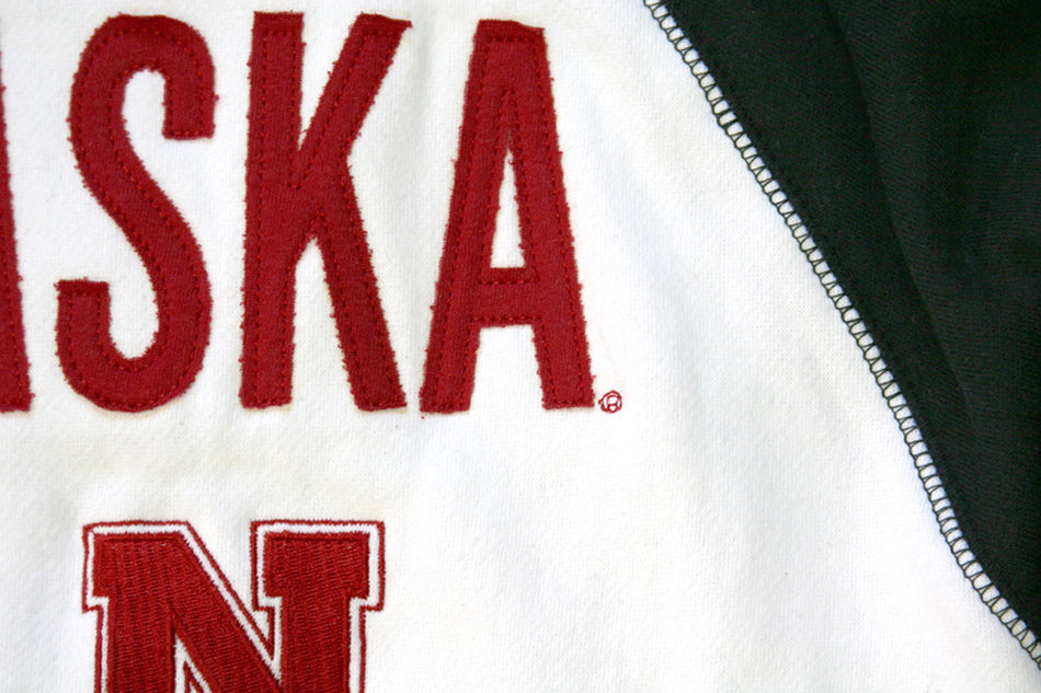 Full Zip Raglan White and Black Nebraska Hoodie