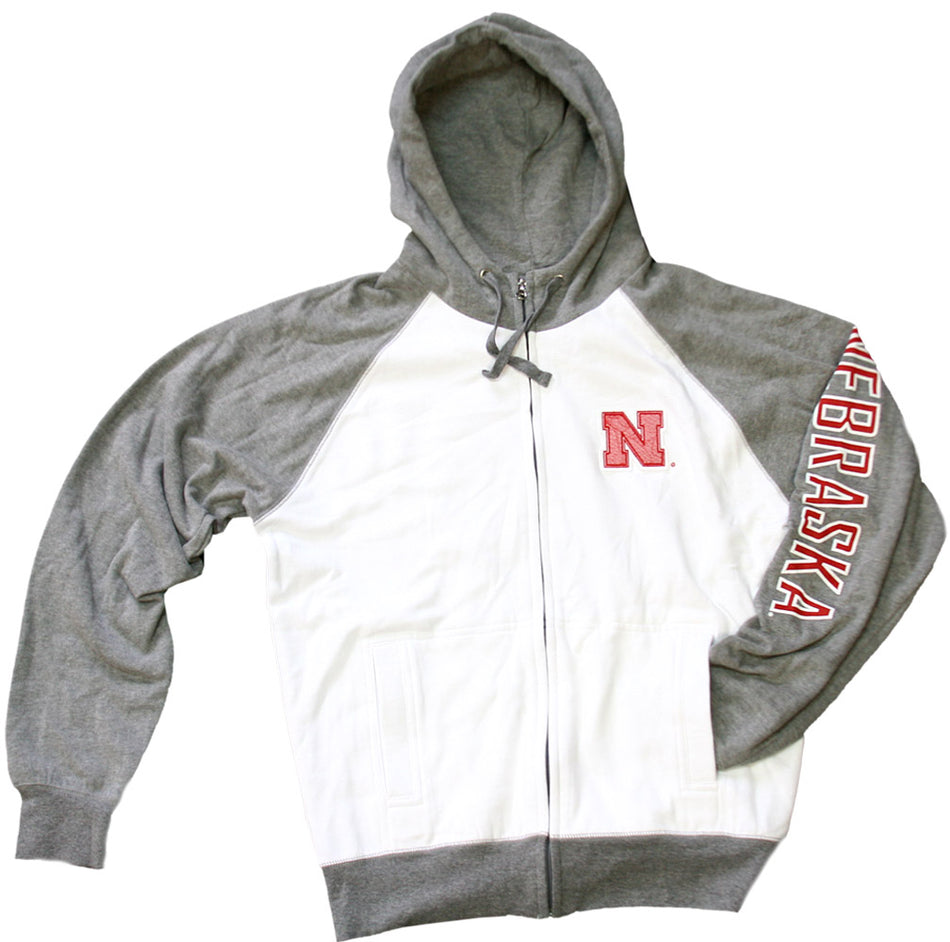 White and Oxford Iron N Full Zip Hoodie