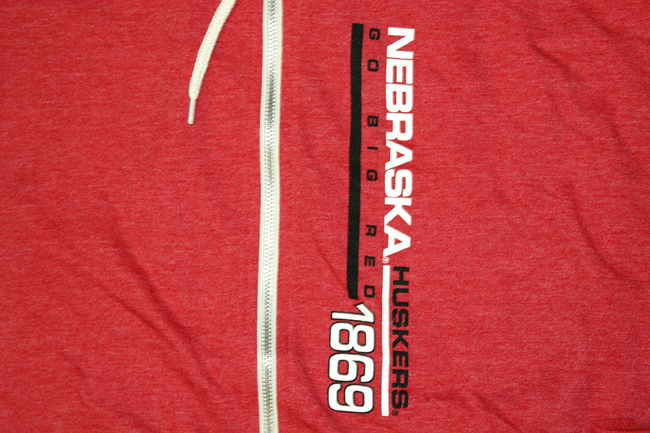 Red Contrast Full Zip Nebraska Hooded Sweatshirt