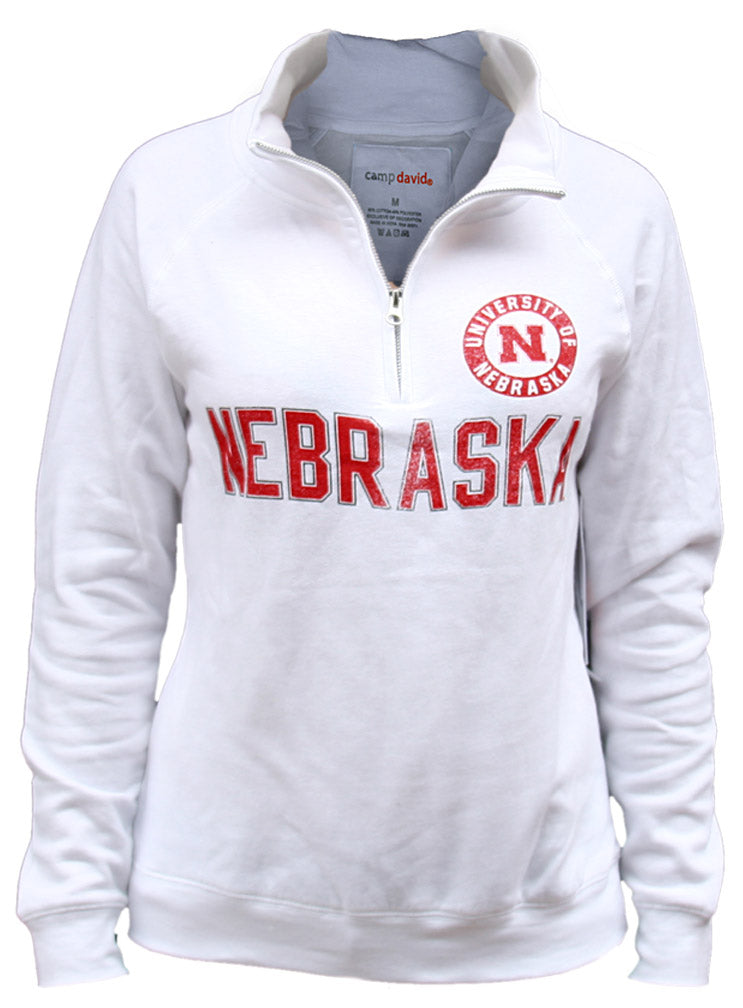 Women's White Quarter Zip Sweatshirt
