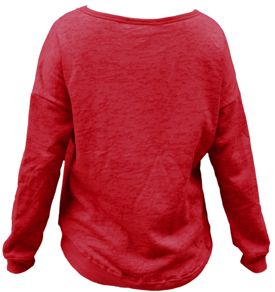 Womens Team Color Burnout Fleece Crew Glitter