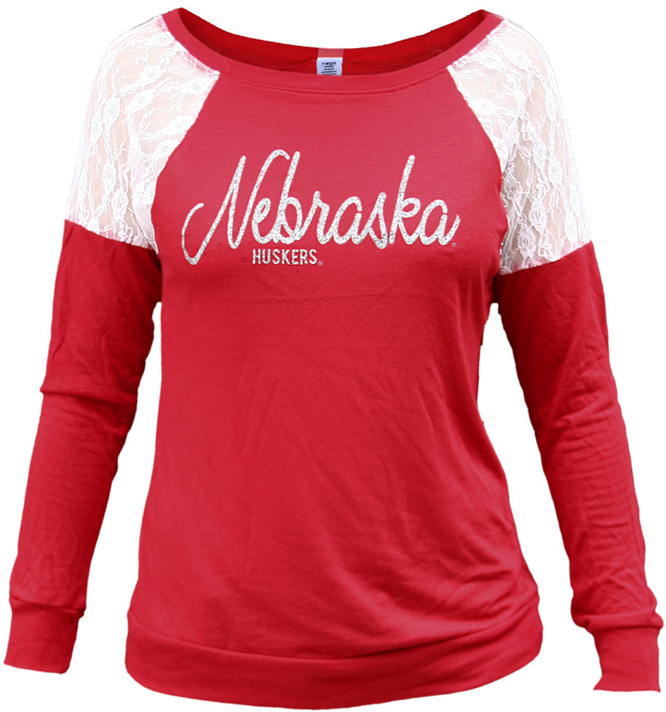 Womens White Lace L/S Raglan