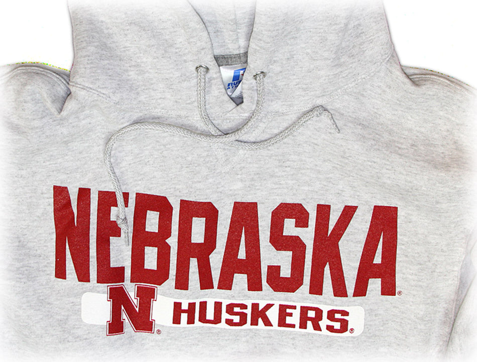 Grey Russell Hoody w/ front and sleeve print