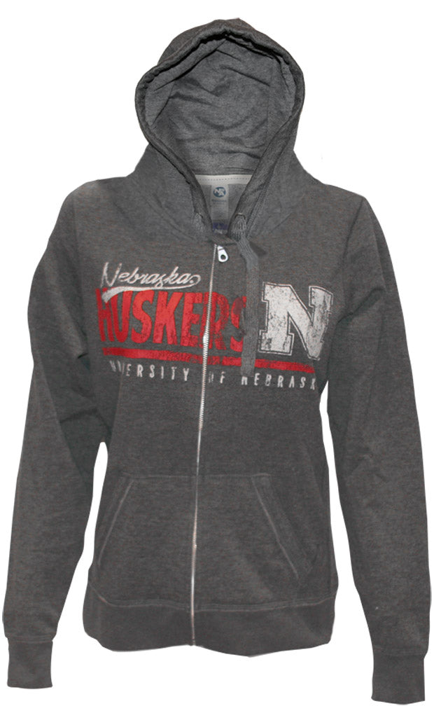 Womens Charcoal Full Zip Hooded Sweatshirt