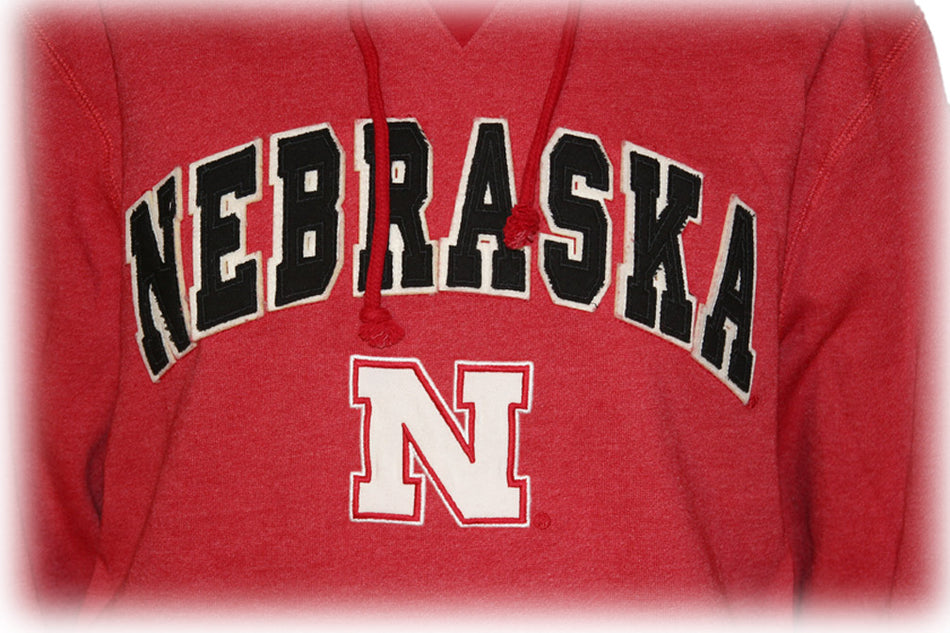 Red Nebraska Felt/ Canvas Hoodie