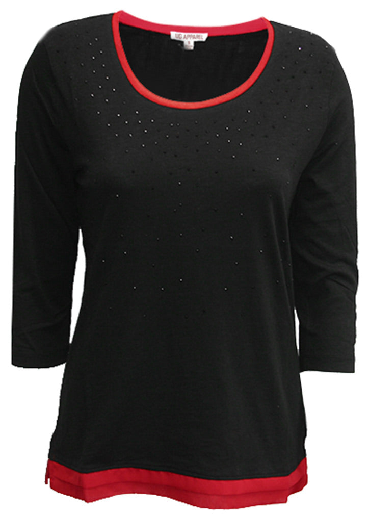 Husker N Scattered Rhinestone Top
