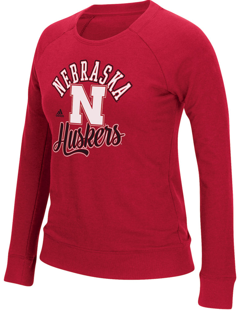 Womens Adidas Nebraska N Arch Crew - Red