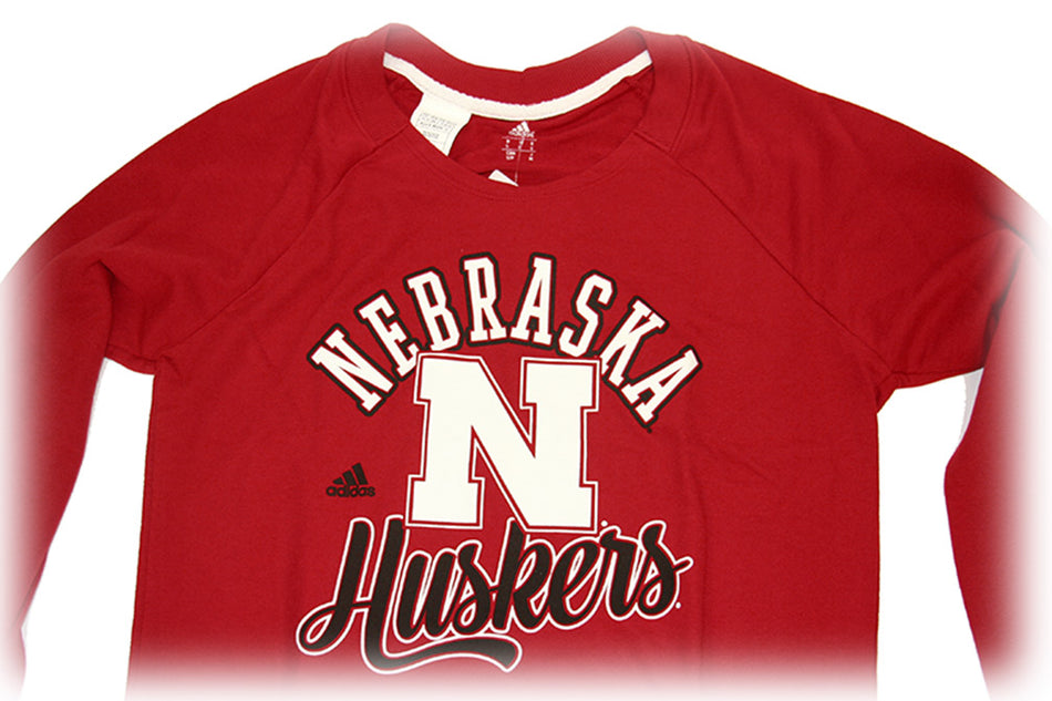 Womens Adidas Nebraska N Arch Crew - Red