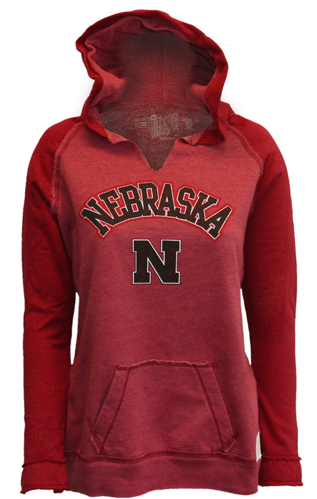 Ladies Vintage Nebraska Raglan Hoodie